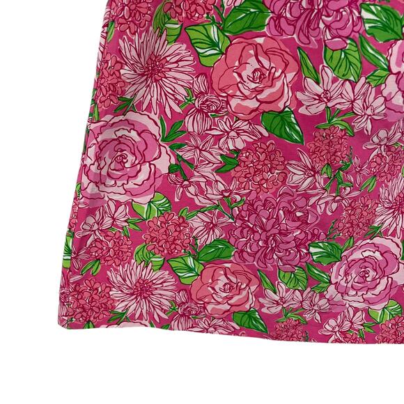 Lilly Pulitzer Silk Blend Button Back Pink Floral Short Sleeve Top Womens 2 - Picture 2 of 7